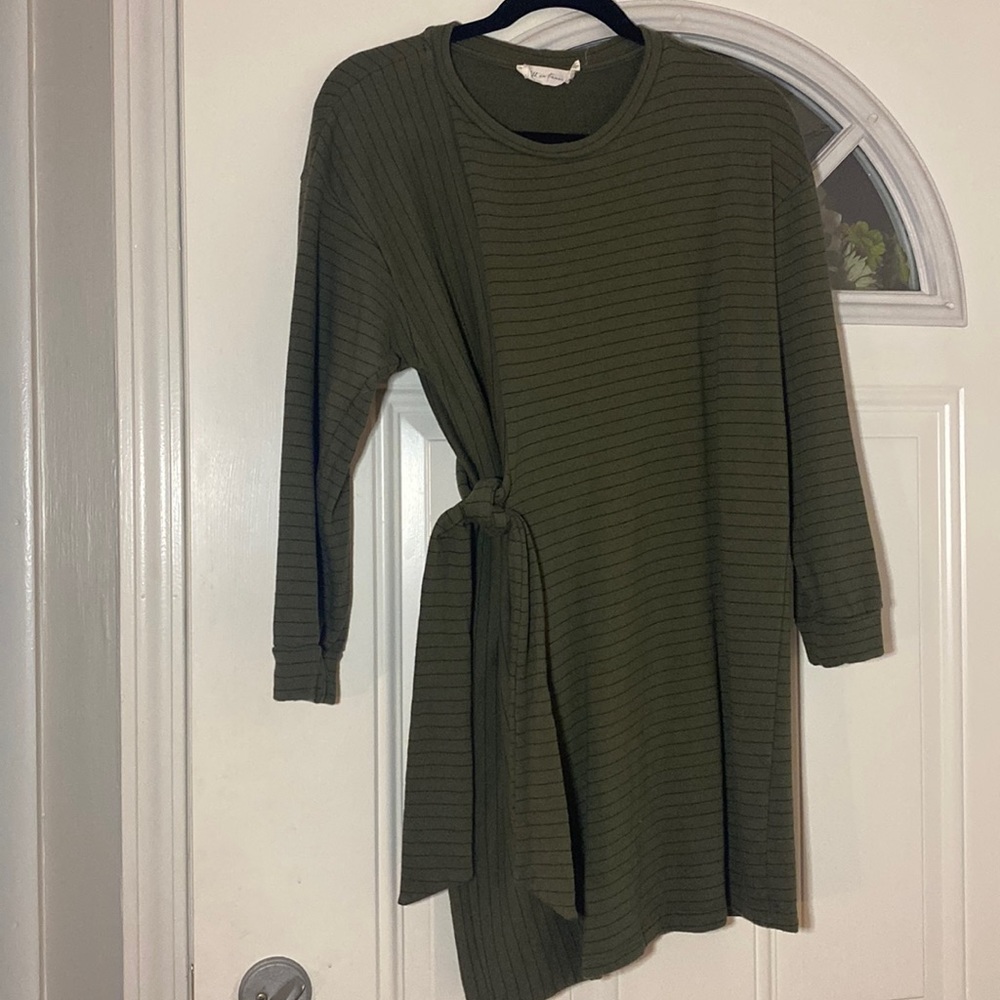 Green and black stripped sweater dress in great condition!
